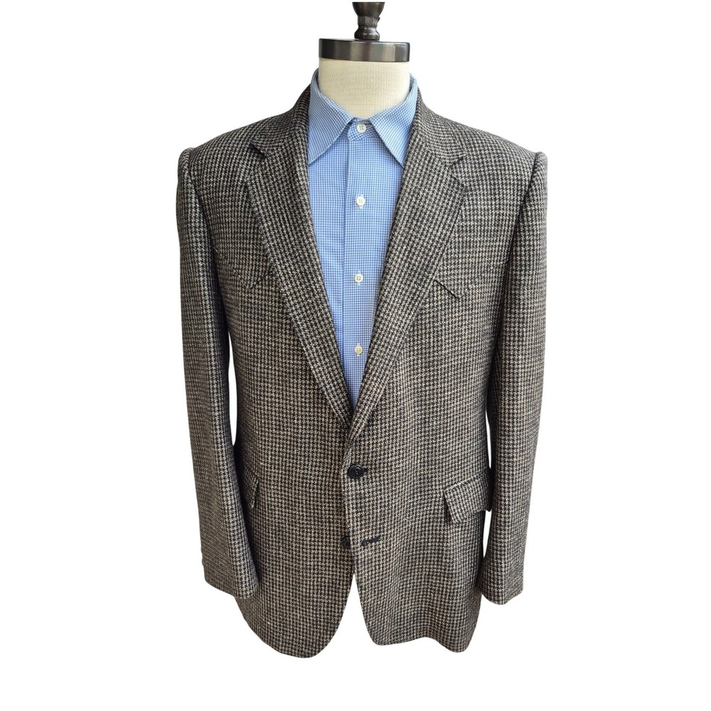 Circle S Western Blazer Mens Brown Black Weave Wool Blend Sport Coat USA Sz 44 R